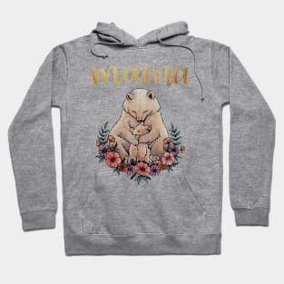 Watercolor Mothers Day Mama Bear with Cub and Flowers Hoodie